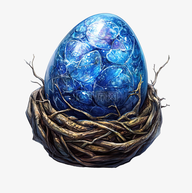 美丽的蓝蛋在巢中