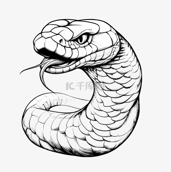 线描卡通毒蛇