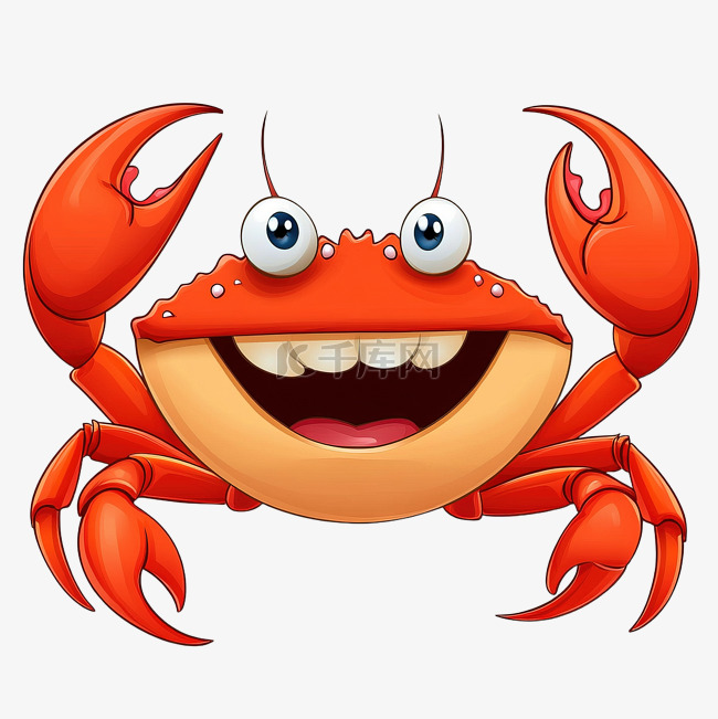 孤立的卡通快乐螃蟹