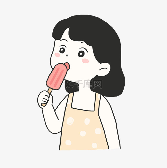 女孩吃冰棍免抠元素