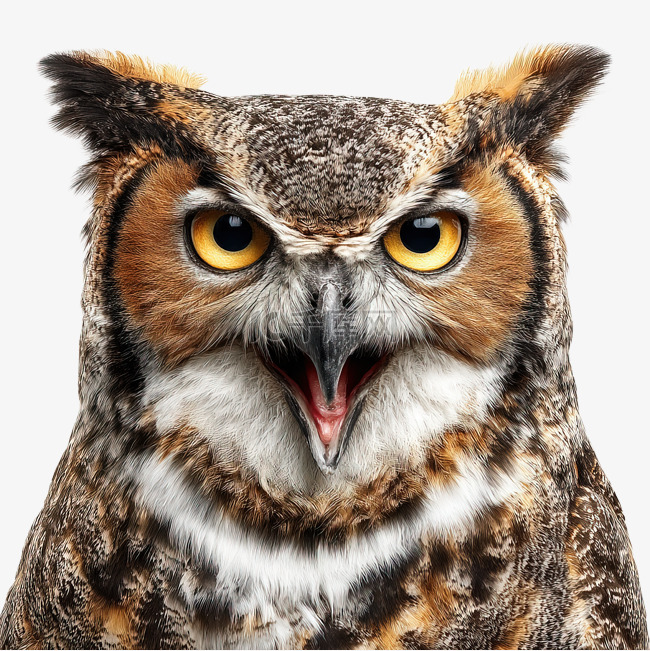 愤怒的大角猫头鹰虎猫头鹰或猫头