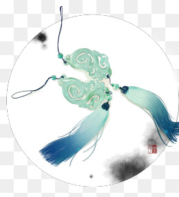中国风水彩古风玉佩