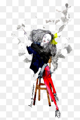 卡通手绘猫咪情侣插画