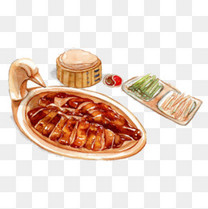 北京老烤鸭手绘画素材图片