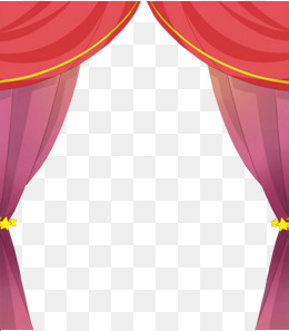 手绘红色卡通幕布