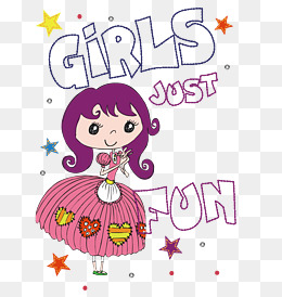 卡通可爱小女孩矢量素材