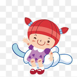 卡通小女孩雨天表情