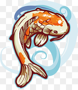 春节卡通手绘q版民间习俗年画小孩抱锦鲤