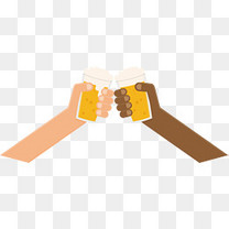 手握啤酒杯干杯