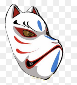 手绘插画风日式狐狸面具