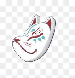 手绘插画风格和风日式面具侧面