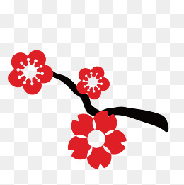 卡通手绘红色的梅花