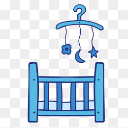 手绘水彩婴儿用品婴儿床矢量素材