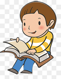 卡通手绘看书的小朋友