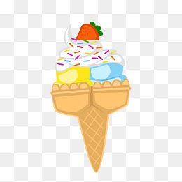 夏季食物卡通手绘巧克力甜筒