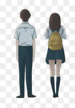 手绘漫画学院风毕业季学生背影
