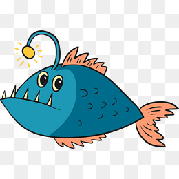 蓝色简约扁平深海鱼