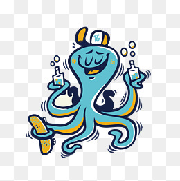 手绘绿色八爪鱼矢量图