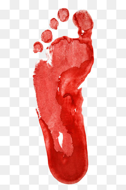 红色颜料绘制的脚印素材
