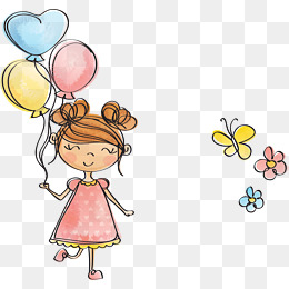 玩玩具的孩子手绘卡通素材免费下