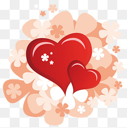 红色心形梦幻花朵图案