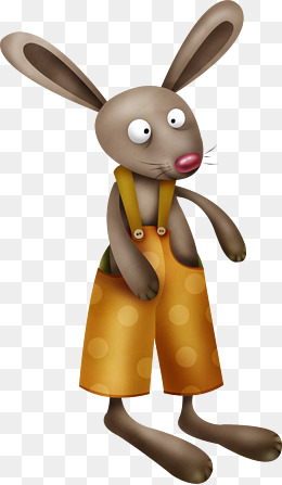 手绘走路的兔子免抠图