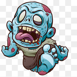 可爱蓝色僵尸矢量卡通