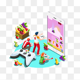 卡通玩游戏人物矢量图