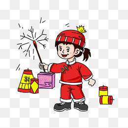 卡通放烟花png下载