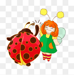 矢量可爱七星瓢虫卡通精灵女孩