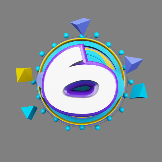 几何卡通立体炫酷倒计时数字6