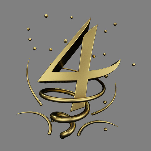 黑金螺旋立体炫酷倒计时数字4字体下载_艺术字图片素材下载-字魂网