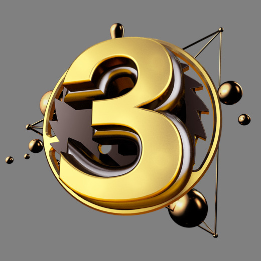 大气黑金风立体炫酷倒计时数字3