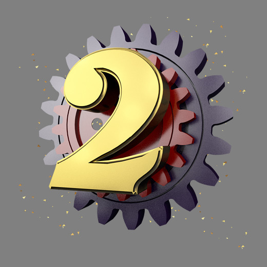 黑金齿轮立体炫酷倒计时数字2