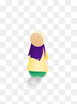 手绘坐着的女孩背影