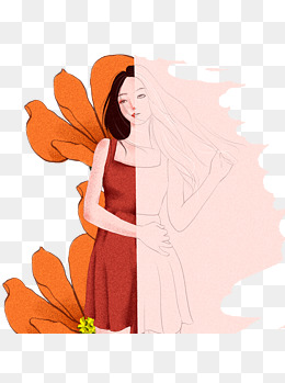 女孩蜕变创意装饰图案原创商用元素