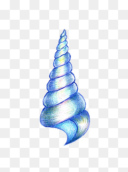 蓝色螺旋体贝壳小清晰治愈系手绘彩铅