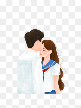 男孩女孩情侣烟花绿色插画风人物元素