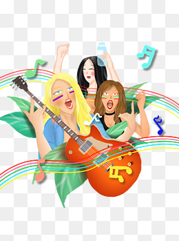 歌迷音乐节欧美噪点风格手绘插画元素