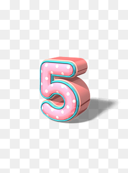 创意3d立体粉色可爱玫瑰金艺术数字5