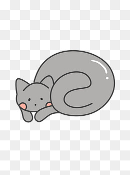 卡通可爱动物灰色猫咪图案元素