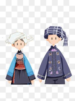 背竹篓的民族服饰卡通女子元素