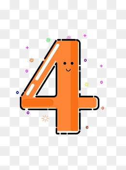 mbe风格可爱数字4笑脸装饰图案免扣元素