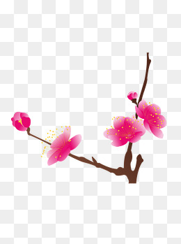 手绘梅花元素之卡通花卉花苞