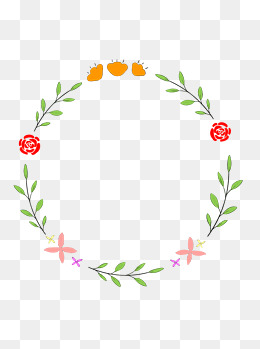 简约清新手绘花卉红色小花元素边框