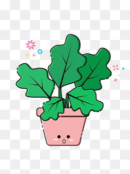 卡通mbe风格绿色植物盆景盆栽花盆素材