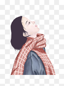 抬头仰望的女孩治愈系插画元素设计