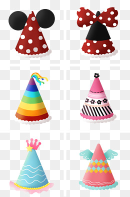 手绘卡通生日帽寿星帽组图png免抠素材