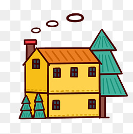 卡通画黄色的小民宿矢量素材