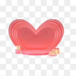 卡通立体桃心造型免抠图